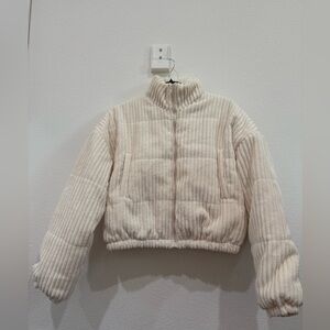 SHEIN Beige Ribbed Puffer Jacket